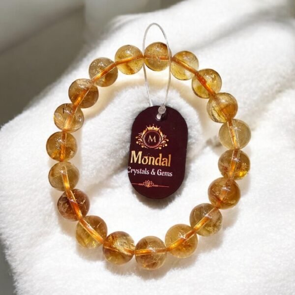 Exclusive 10mm Natural Citrine Crystal Healing Bracelet – Wealth, Positivity & Success Energy