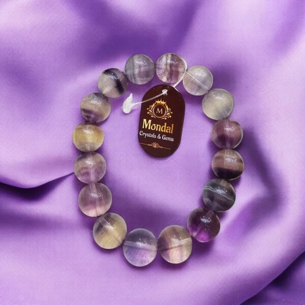 Top Quality 12mm Natural Multi Fluorite Crystal Healing Bracelet – Focus, Positivity & Aura Cleansing