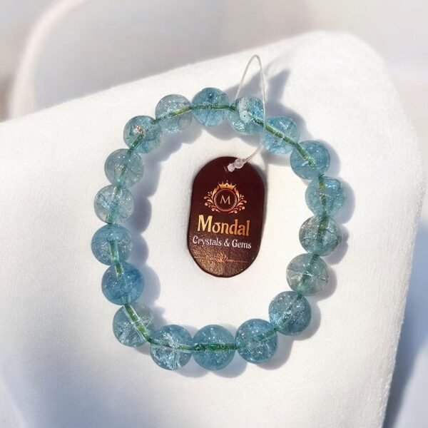 Top Quality 12mm Natural Aquamarine Crystal Healing Bracelet – Calmness, Courage & Emotional Balance